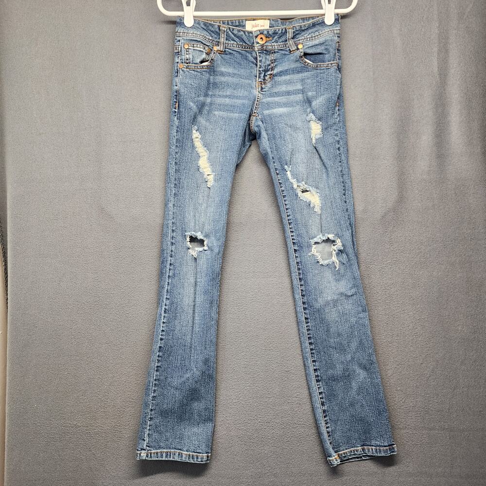 BKE Jake Jeans Teen/Junior 3 Blue Distressed Cotton Blend Stretch Slim Straight